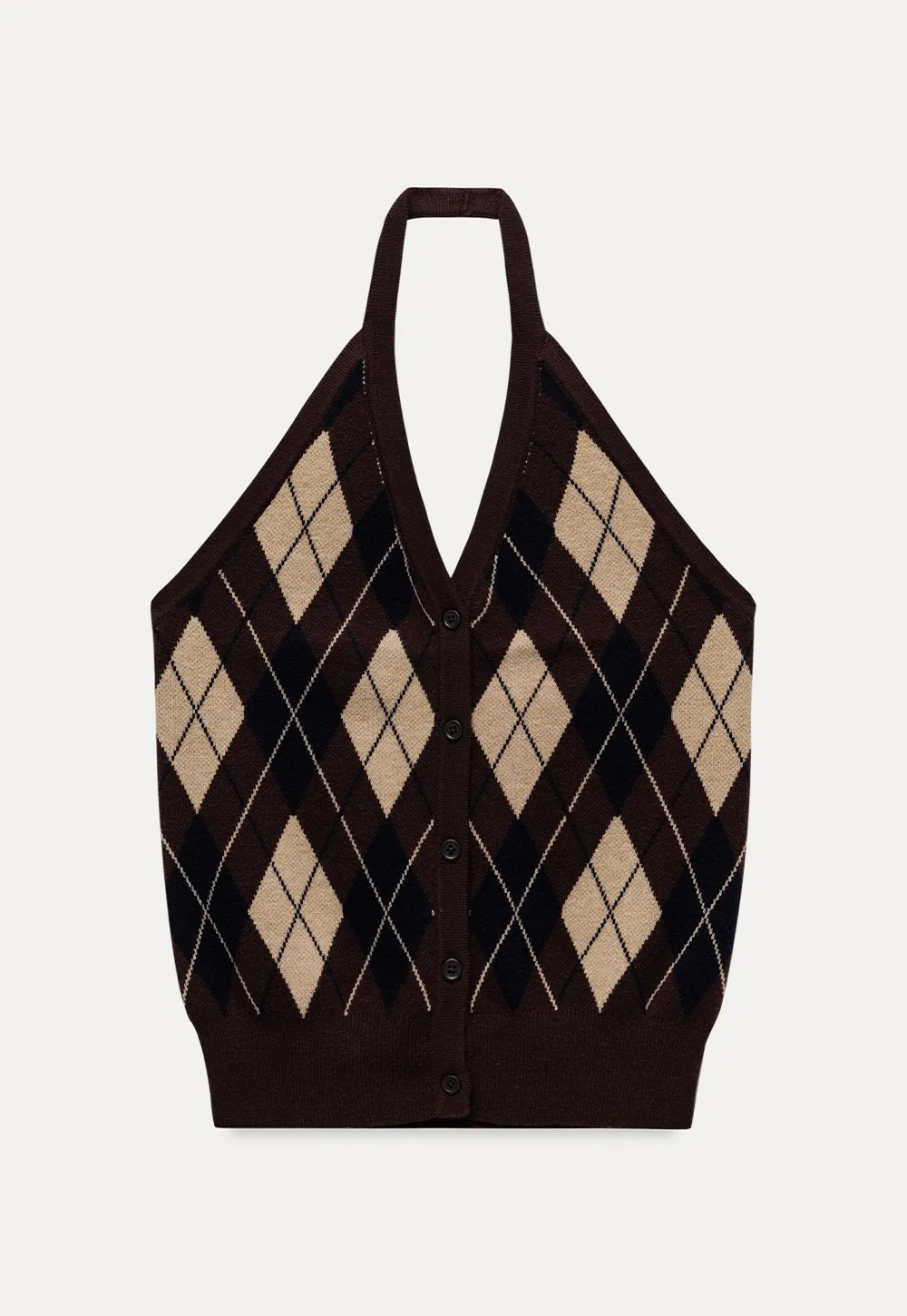 Womens Argyle Knit Button Down Cardigan Sweater