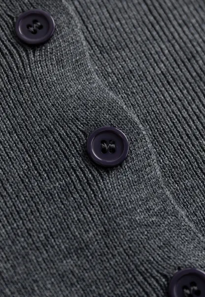 Long Sleeve Knit Top with Button Collar