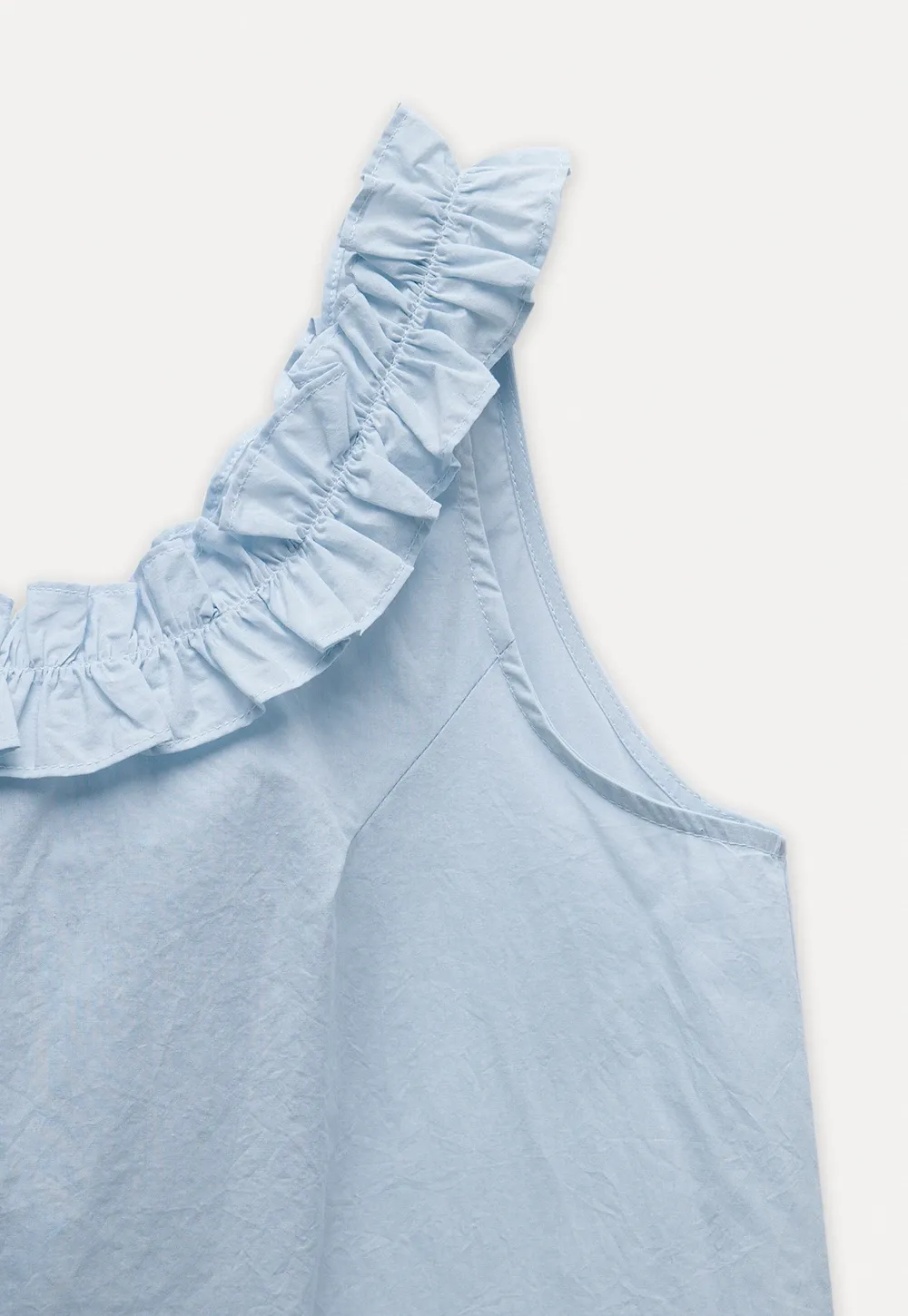 Women’s Sleeveless Top with Ruffle Neckline
