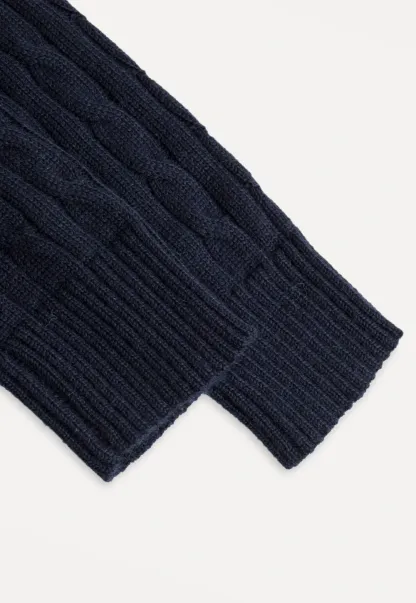 Women Cable Knit Sweater with Scarf Tie Long Sleeve