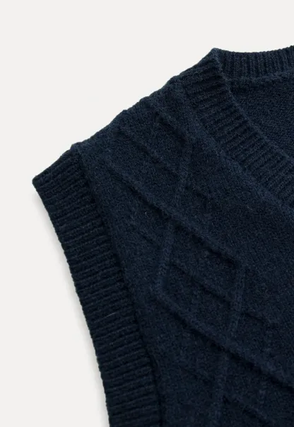 Women Vintage V Neck Knit Sleeveless Sweater