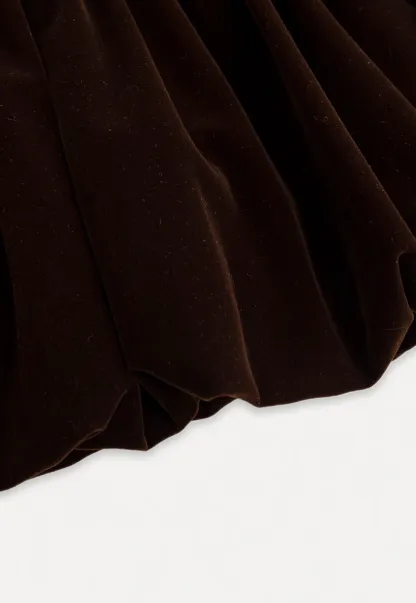 Women Velvet Bubble Hem Mini Skirt High Waist