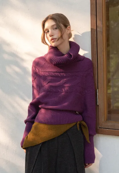 Women Ribbed Turtleneck Sweater