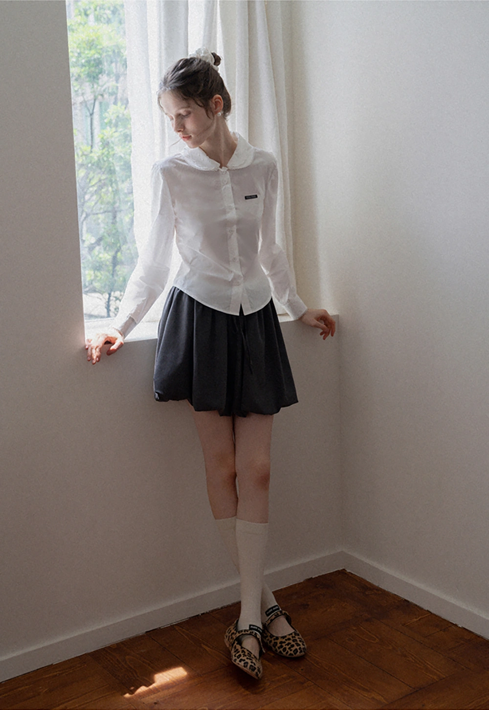 Women's Peter Pan Collar Long Sleeve Blouse