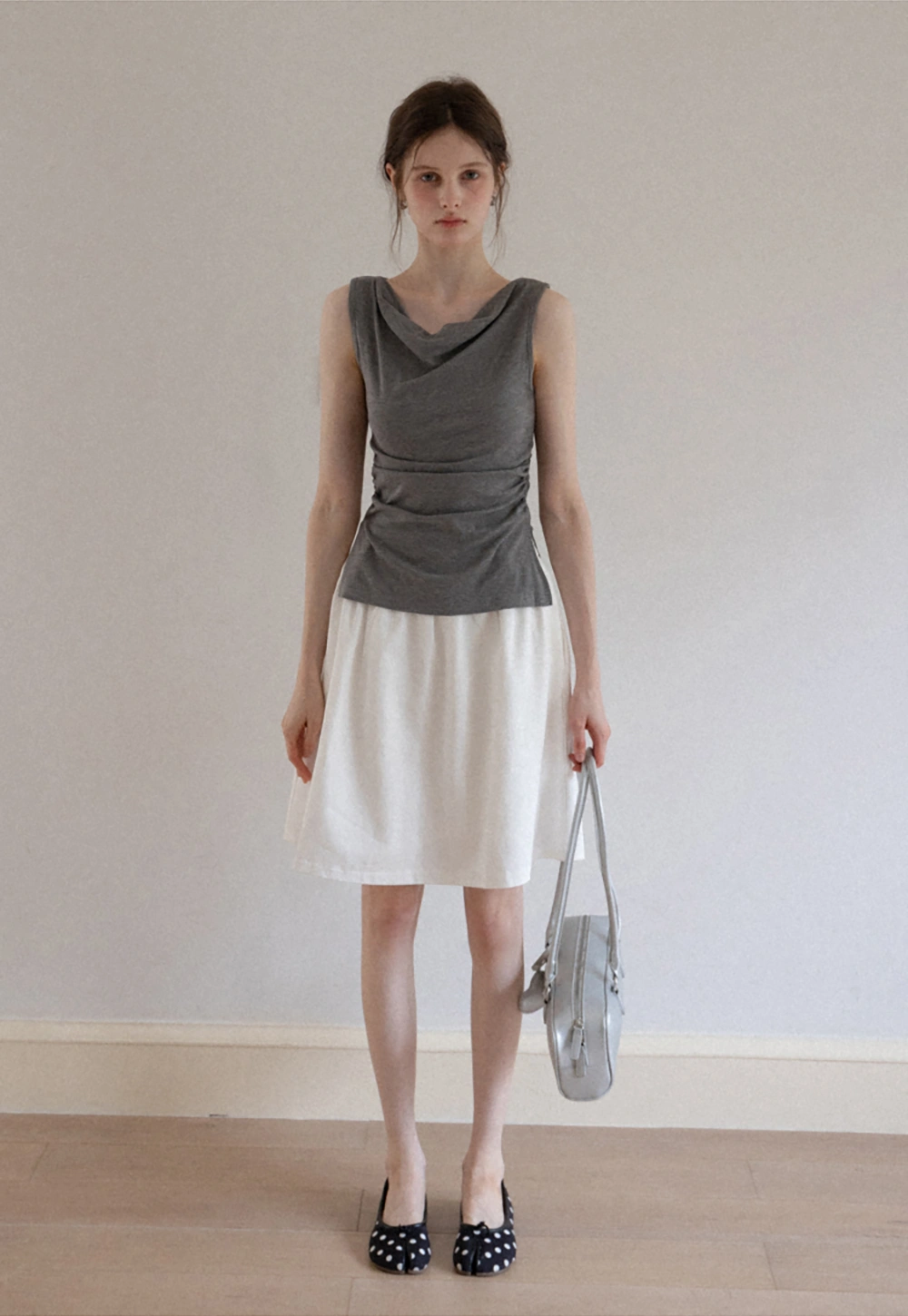 Women's Drape Back Sleeveless Ruched Tank Top