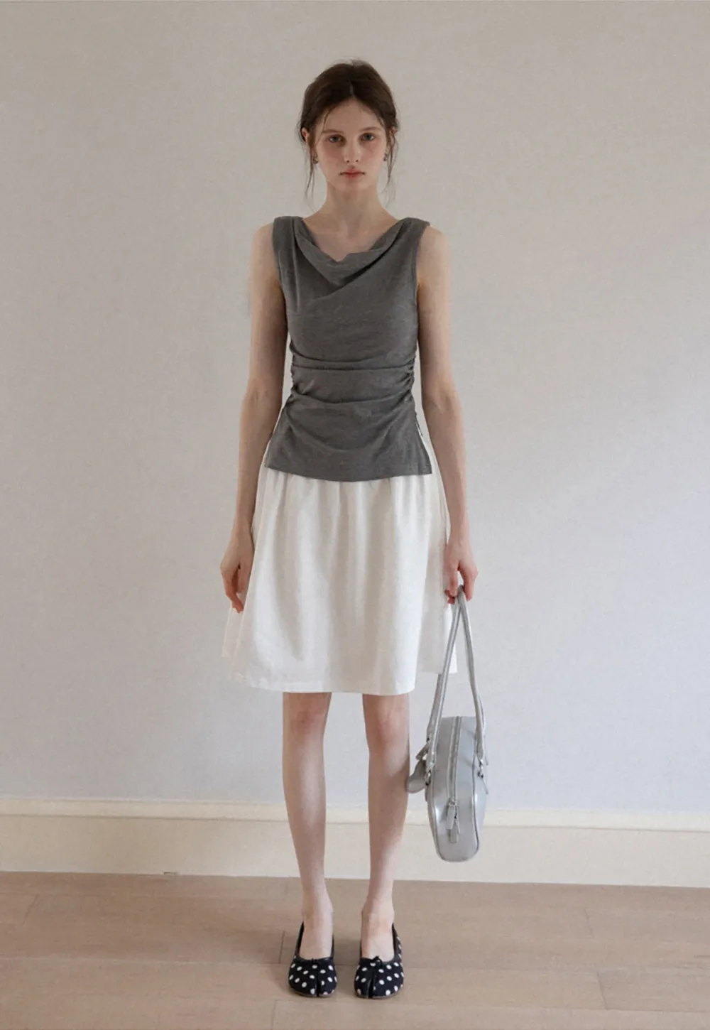 Women's Drape Back Sleeveless Ruched Tank Top