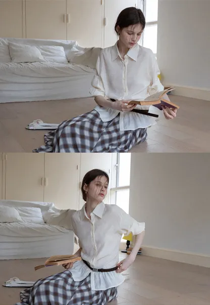 Women's Sheer Ruffle Hem Shirts