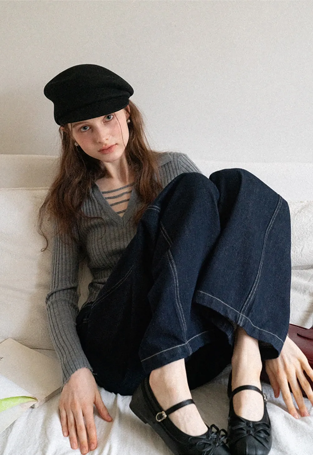 High-Waisted Wide Leg Denim Pants