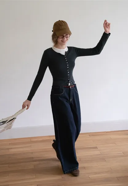 Womens Long Sleeve Button Down Knit Cardigan