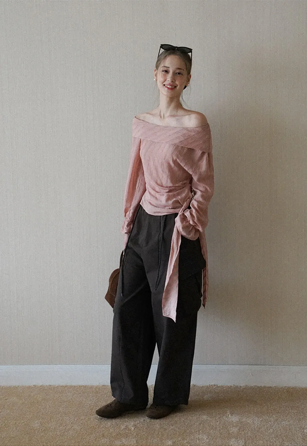 Womens Off Shoulder Tie Side Blouse