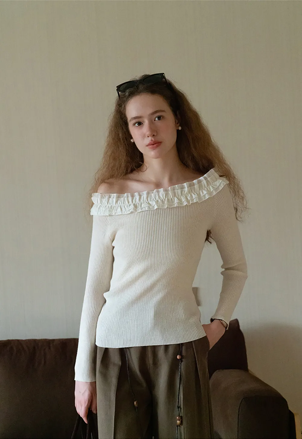 Wide-Leg Pants with Beaded Tassel Detail