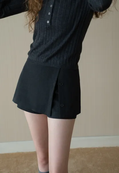 Layered Skort with Button Detail