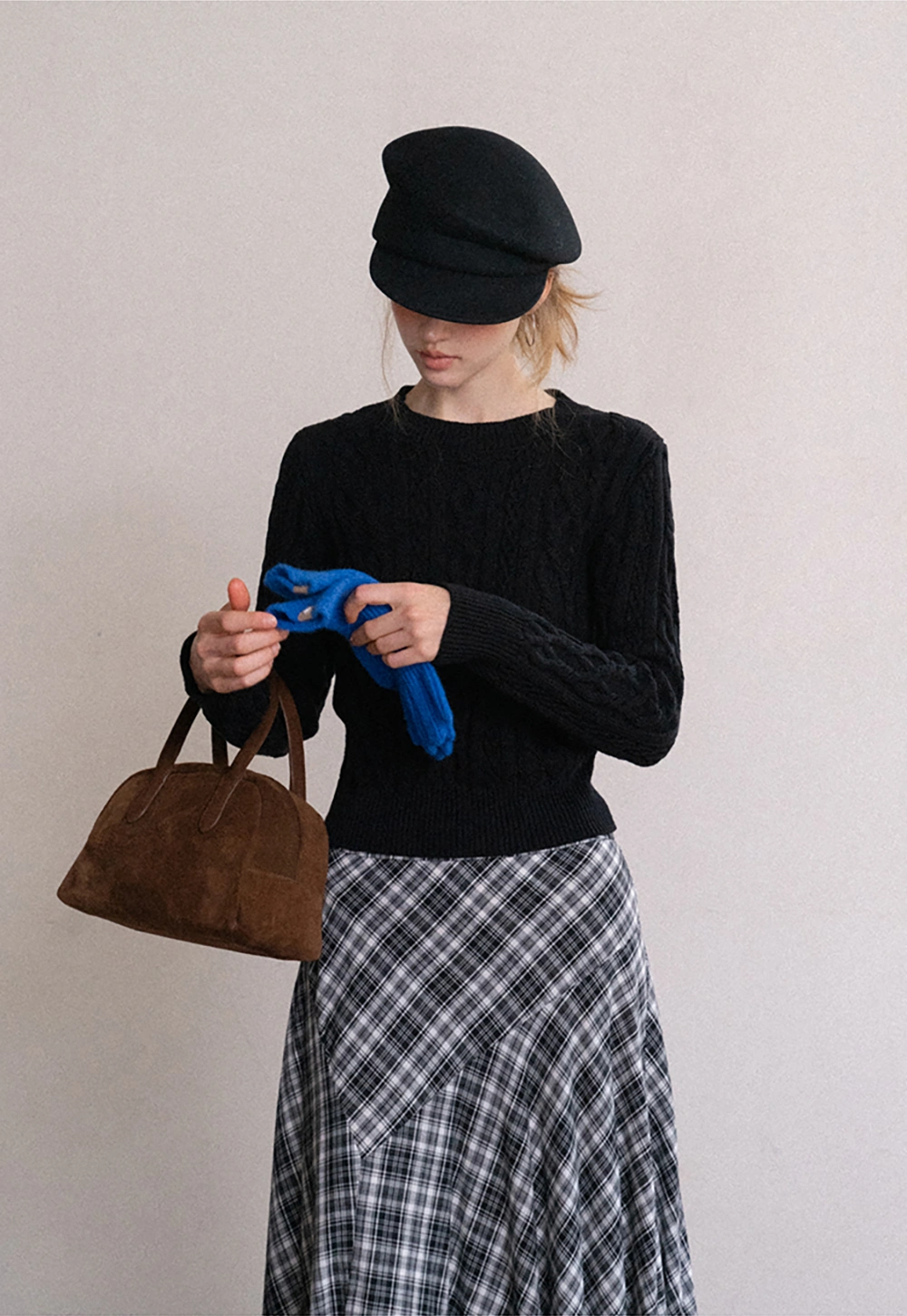 High Waist Tartan Flared Skirt Vintage Style