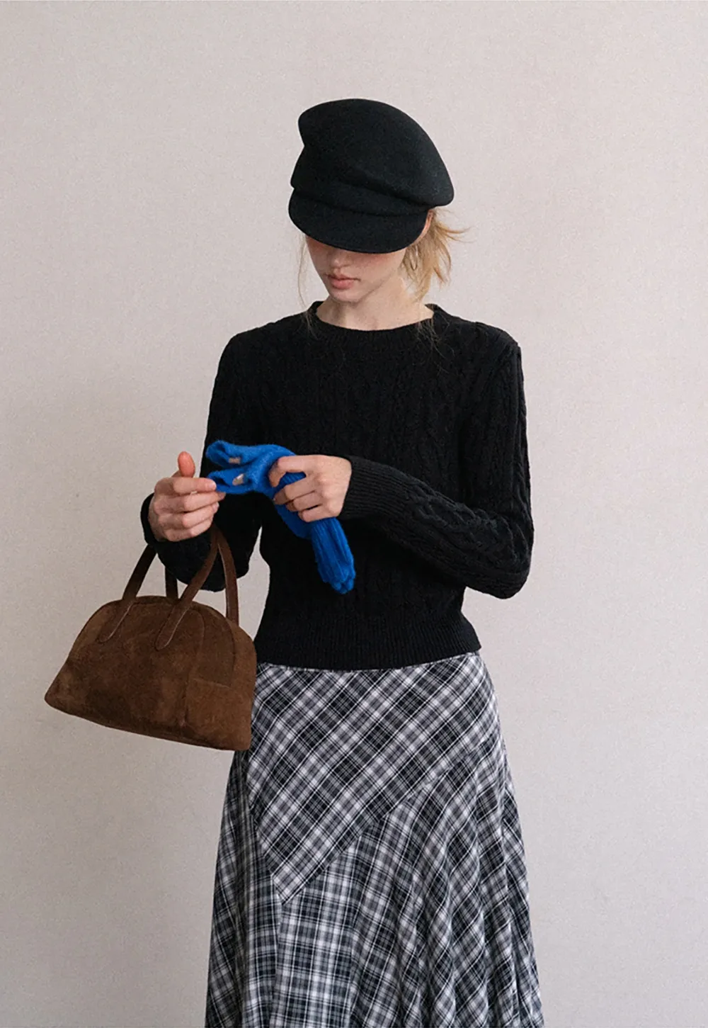 High Waist Tartan Flared Skirt Vintage Style