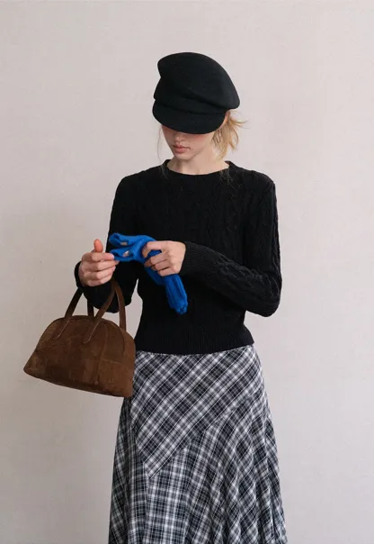 High Waist Tartan Flared Skirt Vintage Style