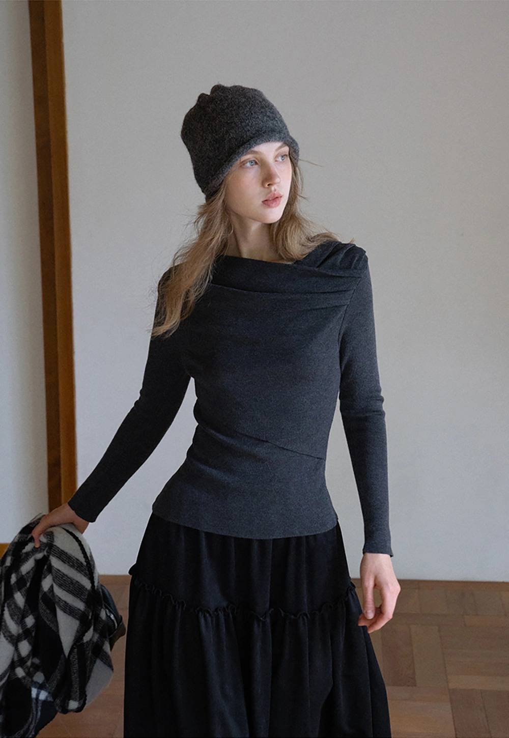 Womens High Waist Tiered Maxi Skirt