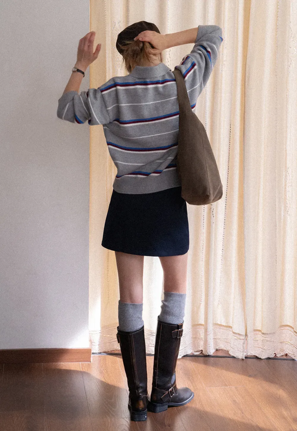 Striped Polo Knit Sweater