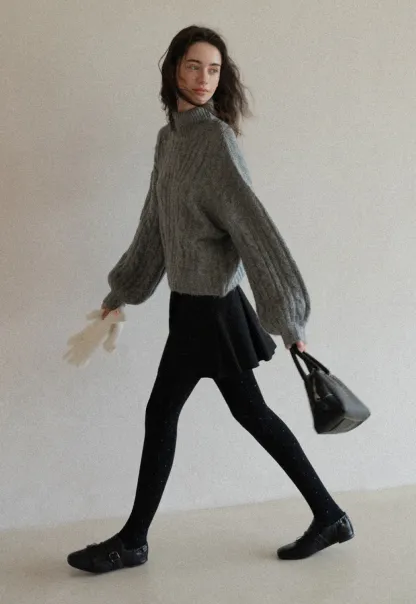 Womens High Neck Cable Knit Sweater