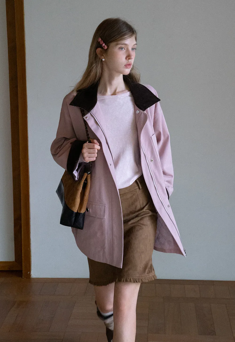 Contrast Collar Pocket Jacket