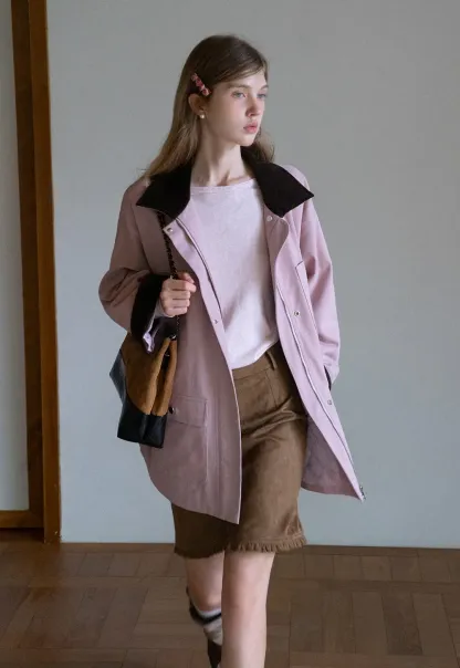 Contrast Collar Pocket Jacket