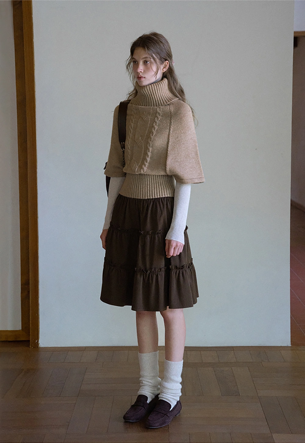 Elegant Cable Knit Turtleneck Wrap