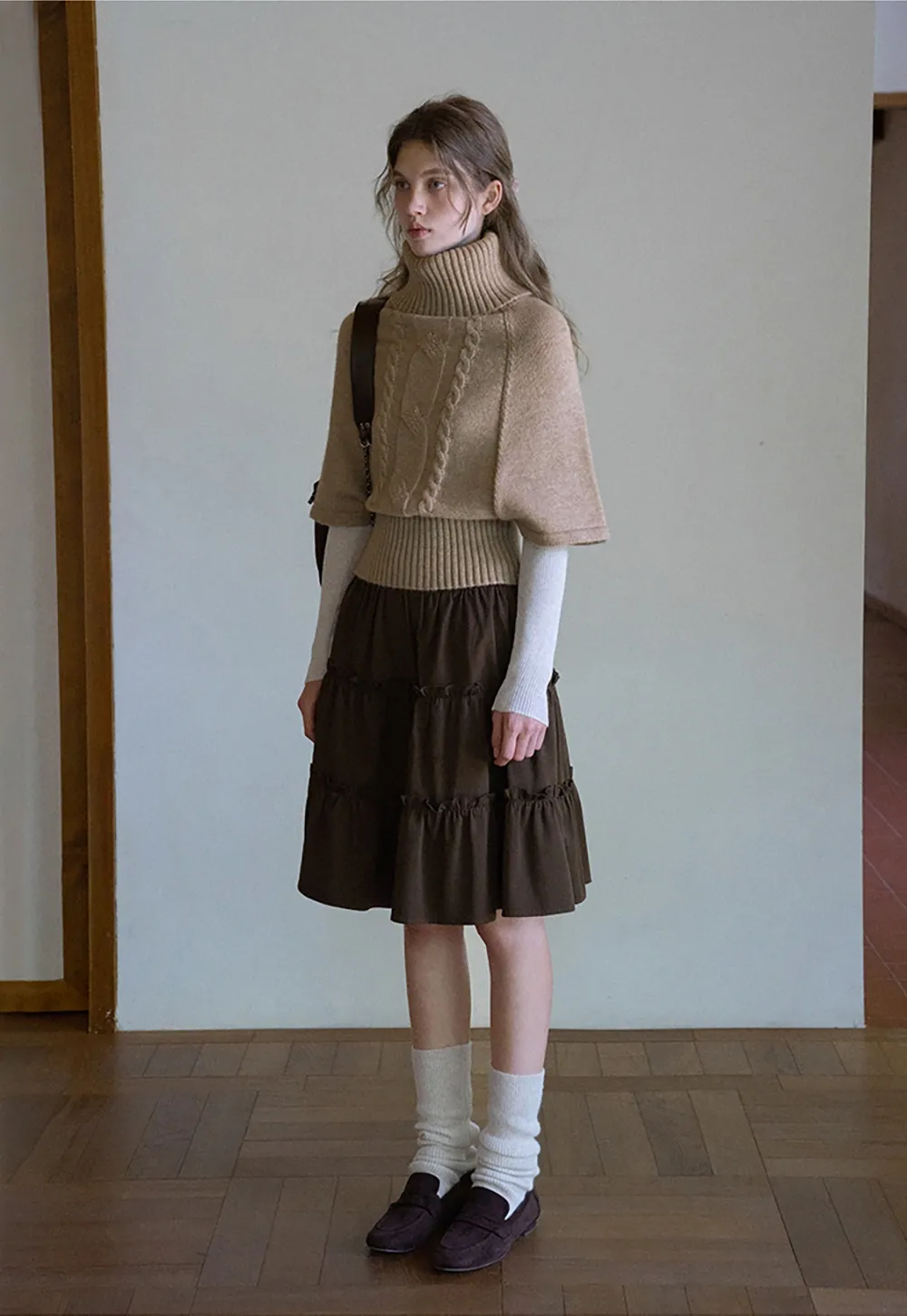 Elegant Cable Knit Turtleneck Wrap