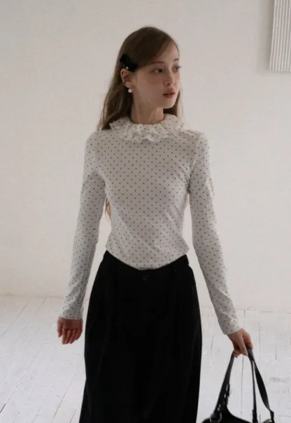 Women Polka Dot Long Sleeve T Shirt