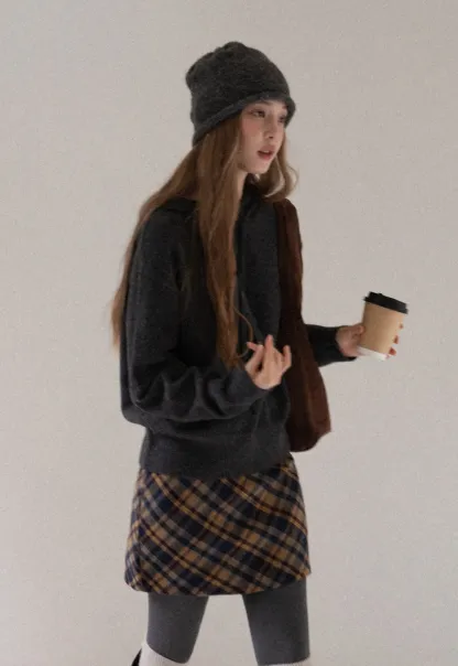 Women Basic Knit Hoodie Long Sleeve Pullover Sweater