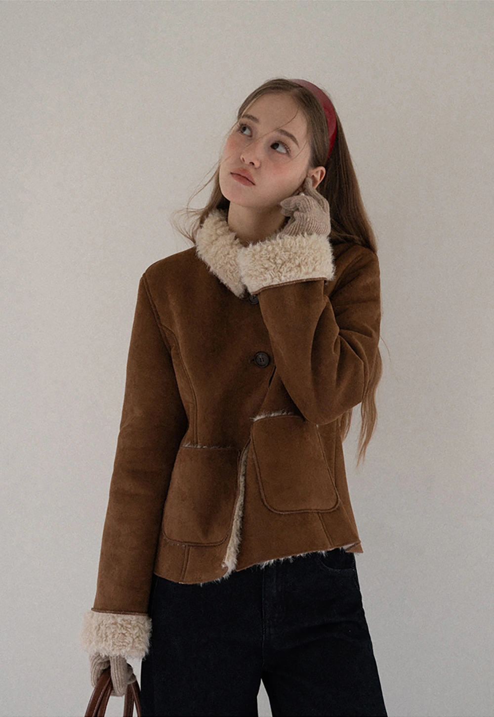 Women Fashion Faux Suede Jacket