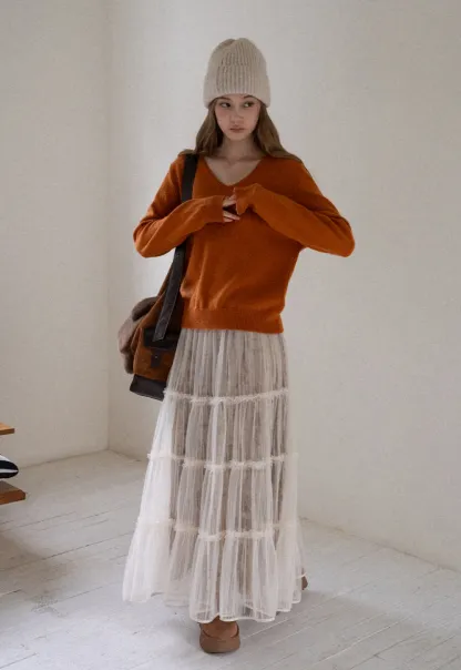 Womens Soft V Neck Knit Sweater