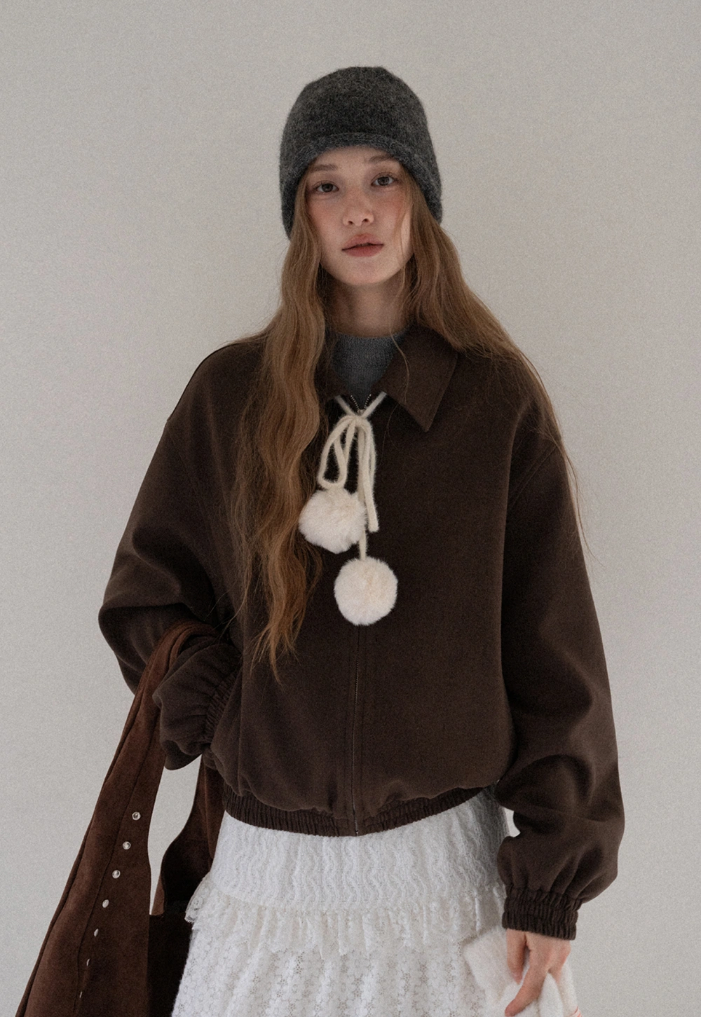 Women Zip Up Short Jacket Casual Long Sleeve Coat