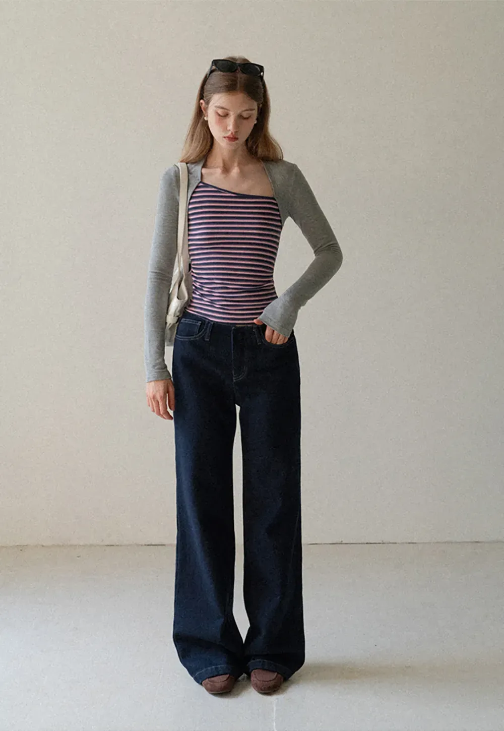 Striped Layered Shrug Top