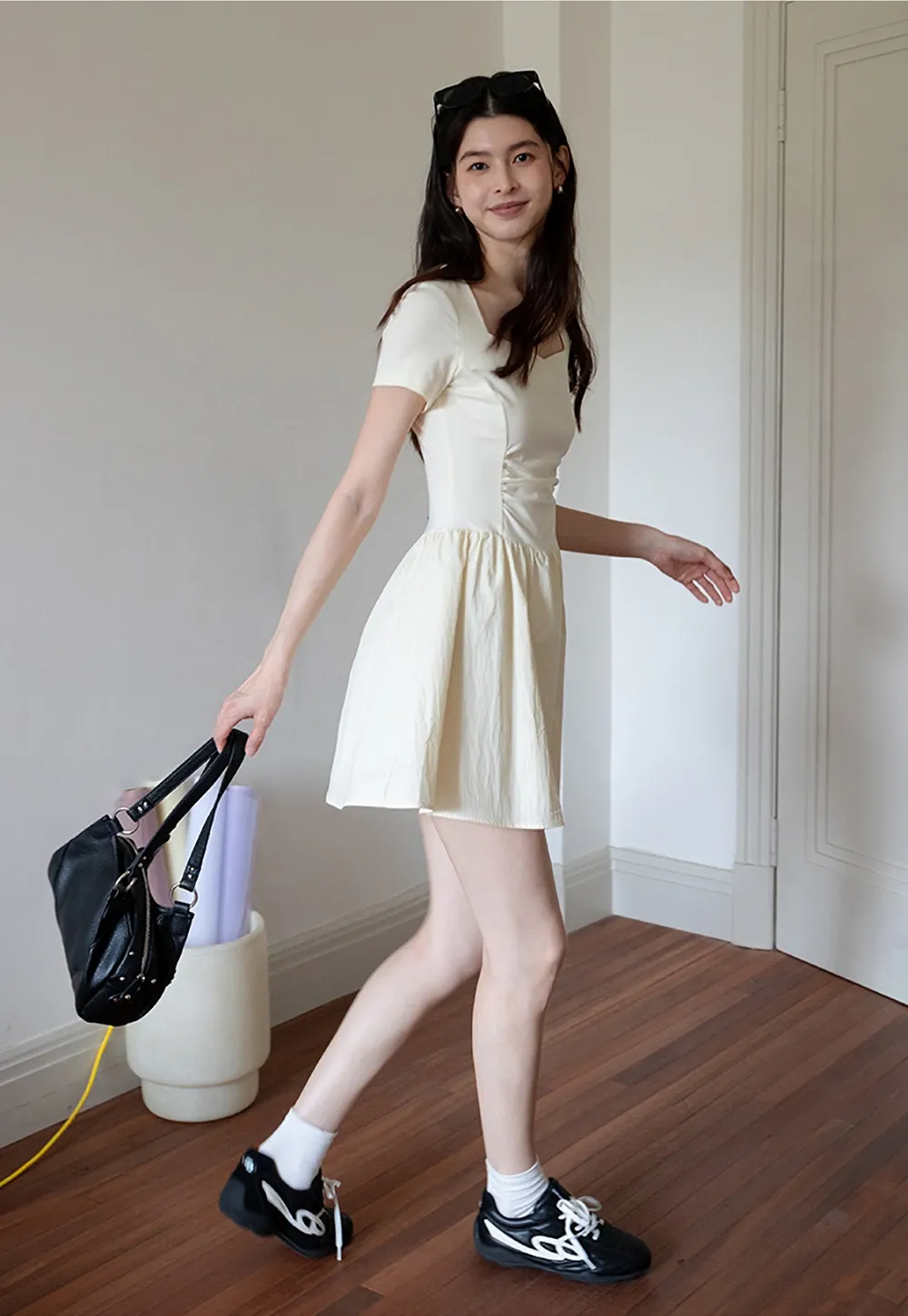 Square Neck Short Sleeve Dress for Women
