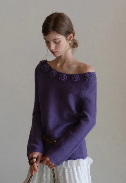 Women Off Shoulder Knit Sweater