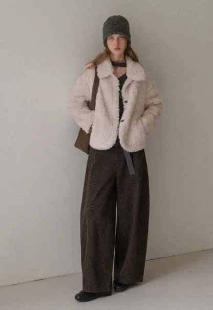 Women Faux Shearling Jacket Short Teddy Coat Winter