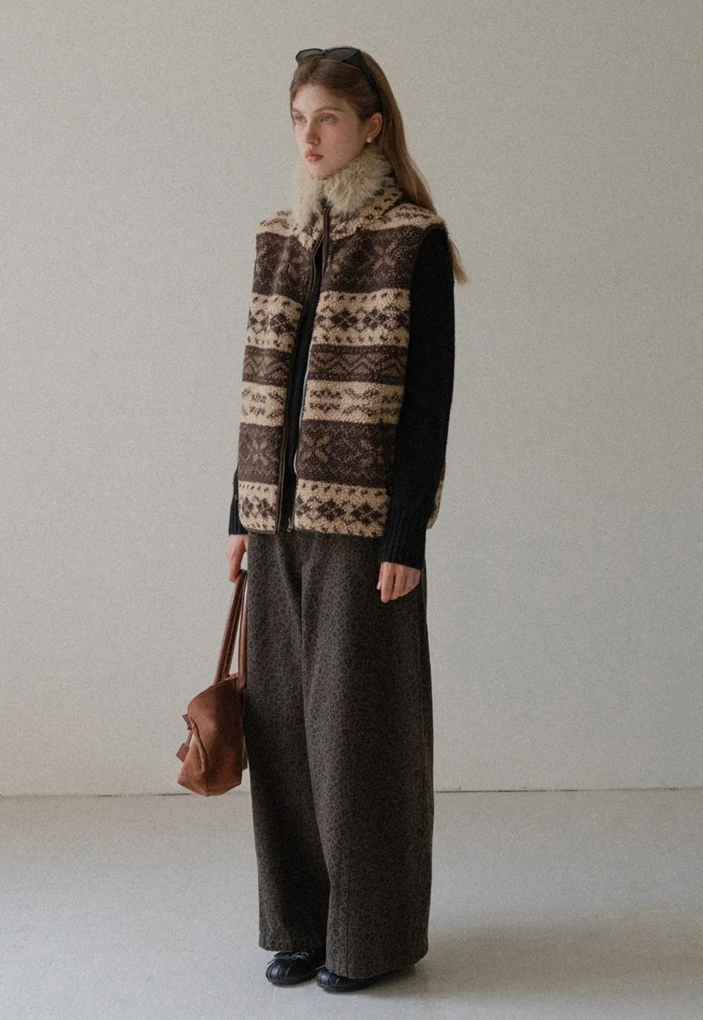 Vintage Fleece Vest Women Zip Up Sherpa Warm