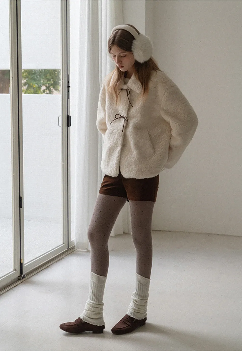 Womens Bow Tie Fleece Teddy Jacket