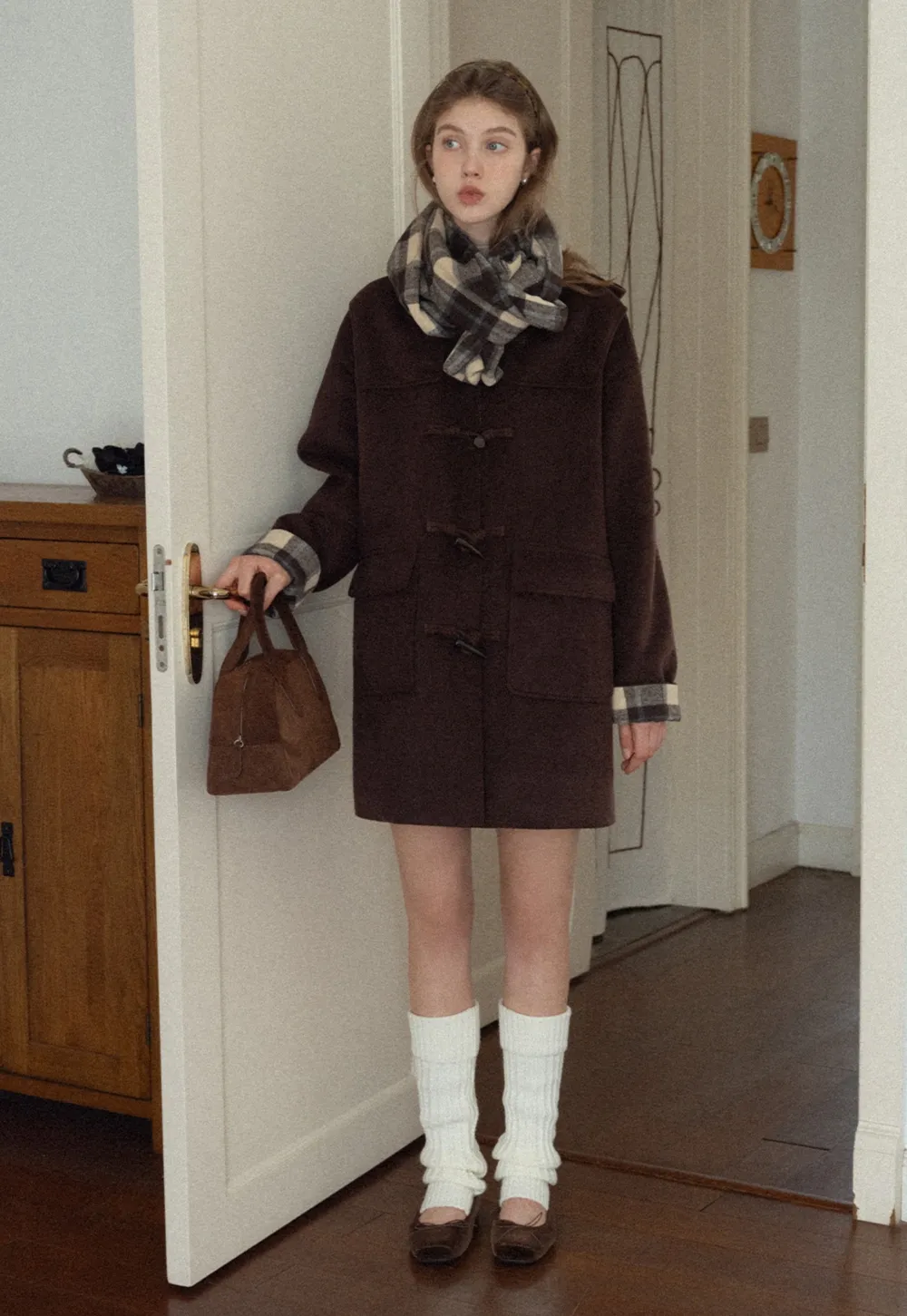 Women Winter Wool Coat Hooded Duffle Outerwear