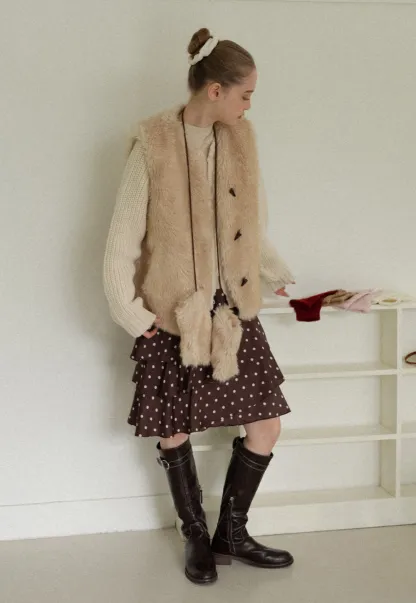 Soft Shearling Vest Women Warm Fuzzy Gilet