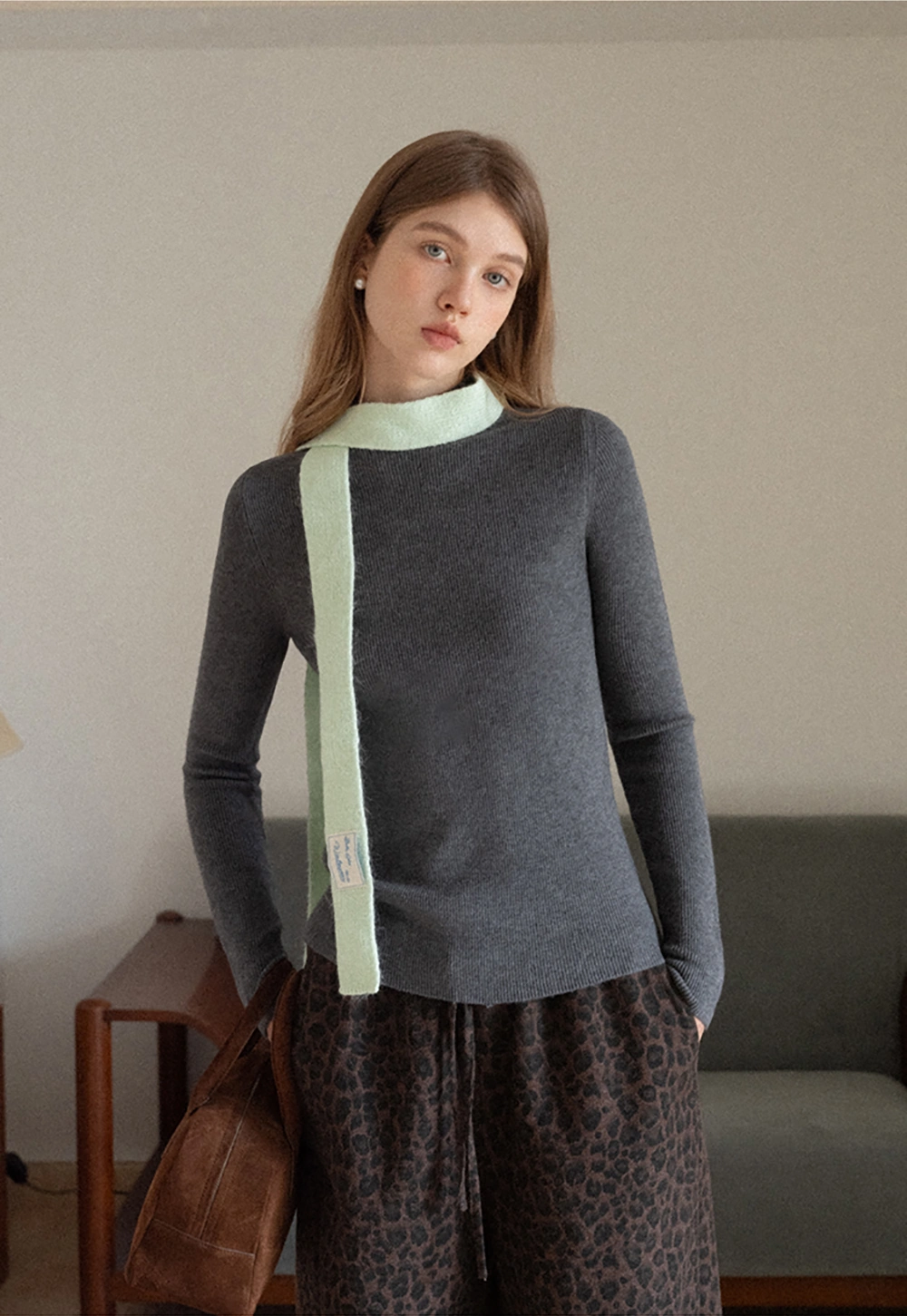 Women Leopard Print Wide-Leg Pants with Drawstring Waist