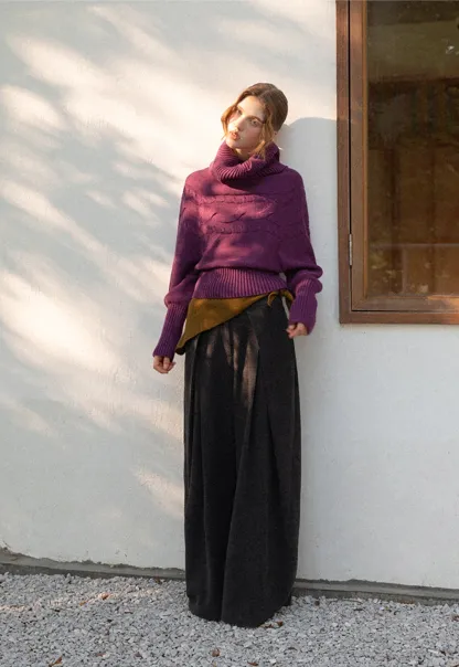 Women Ribbed Turtleneck Sweater