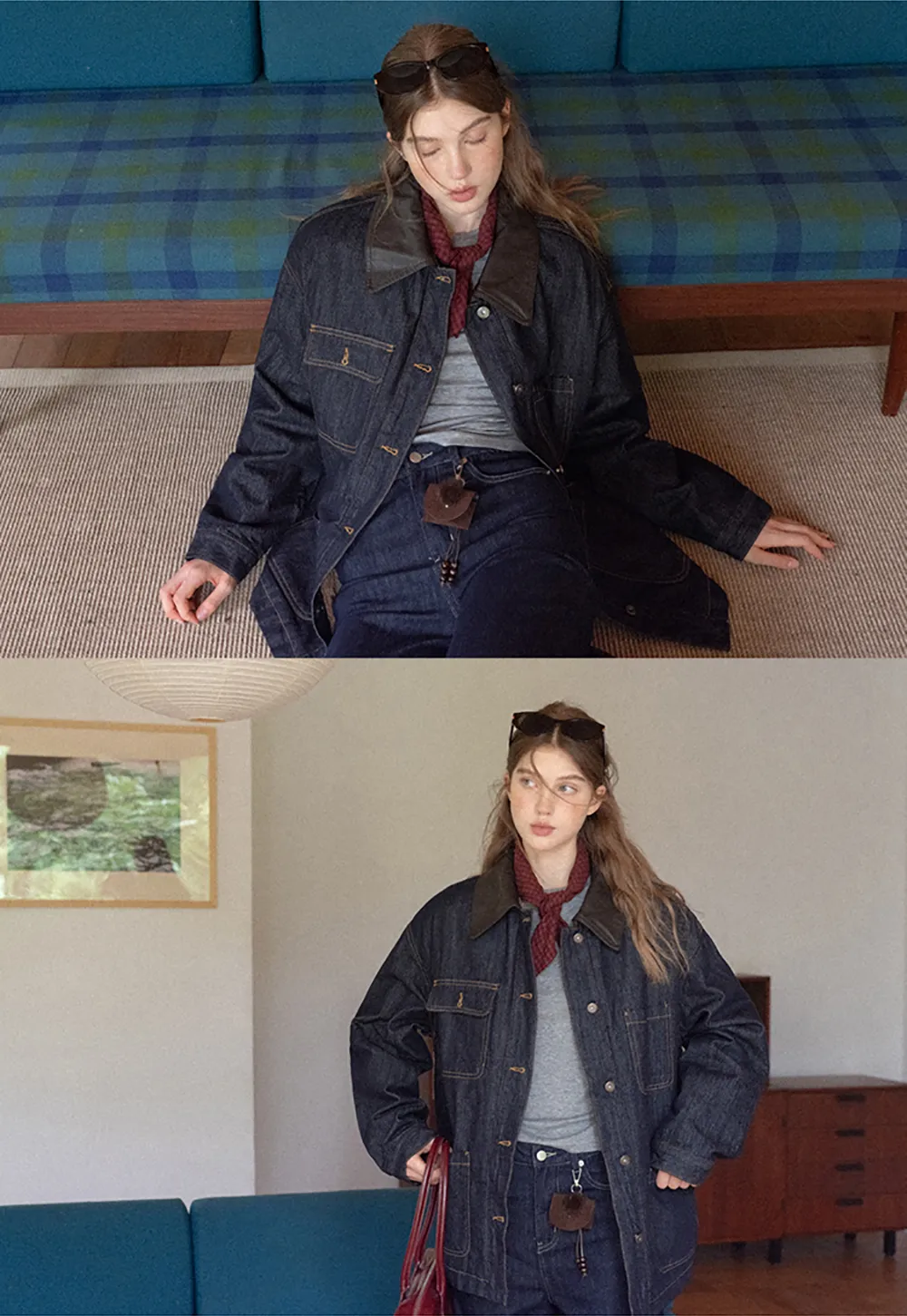 Denim Jacket with Contrast Collar