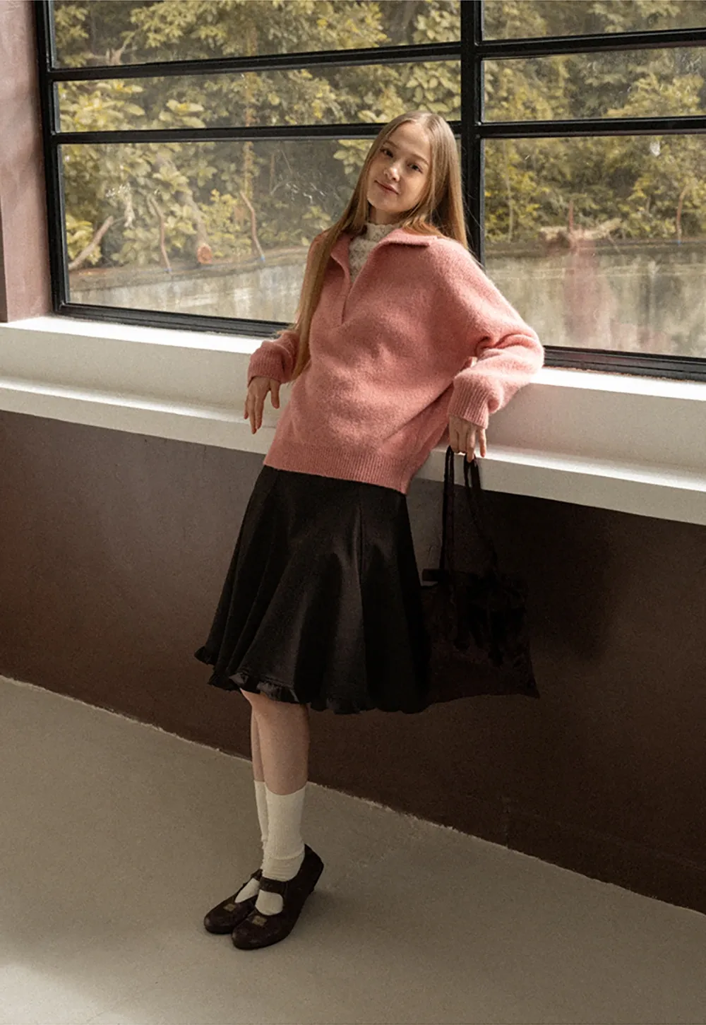 Cozy Half-Zip Sweater with Ribbed Details for Women