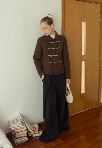 Women Wool-Blend Coat with Toggle Closure