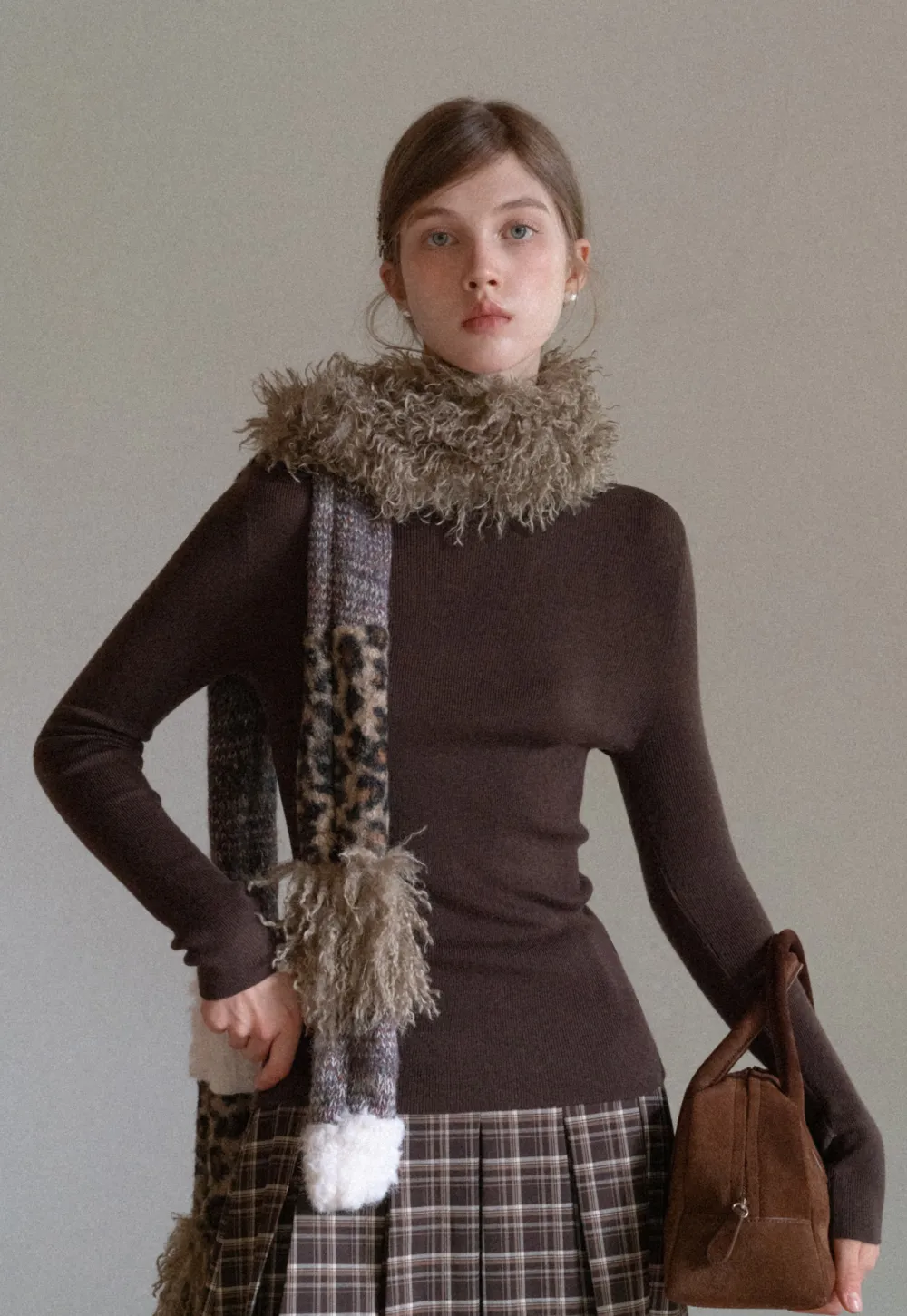 Mixed Texture Knit Scarf