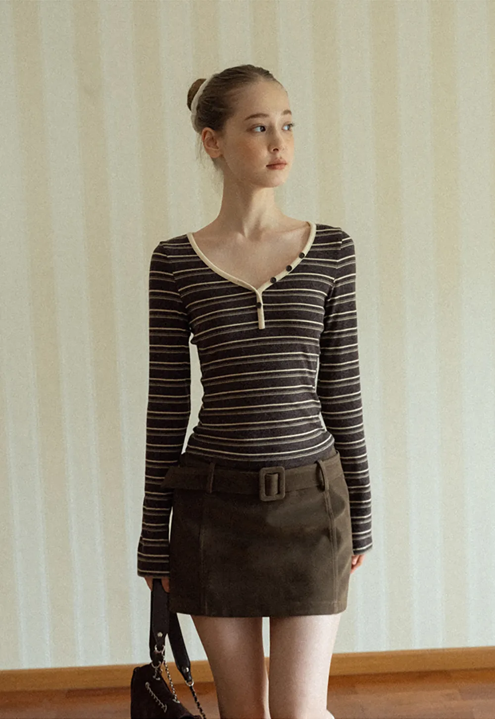 Suede Belted Mini Skirt