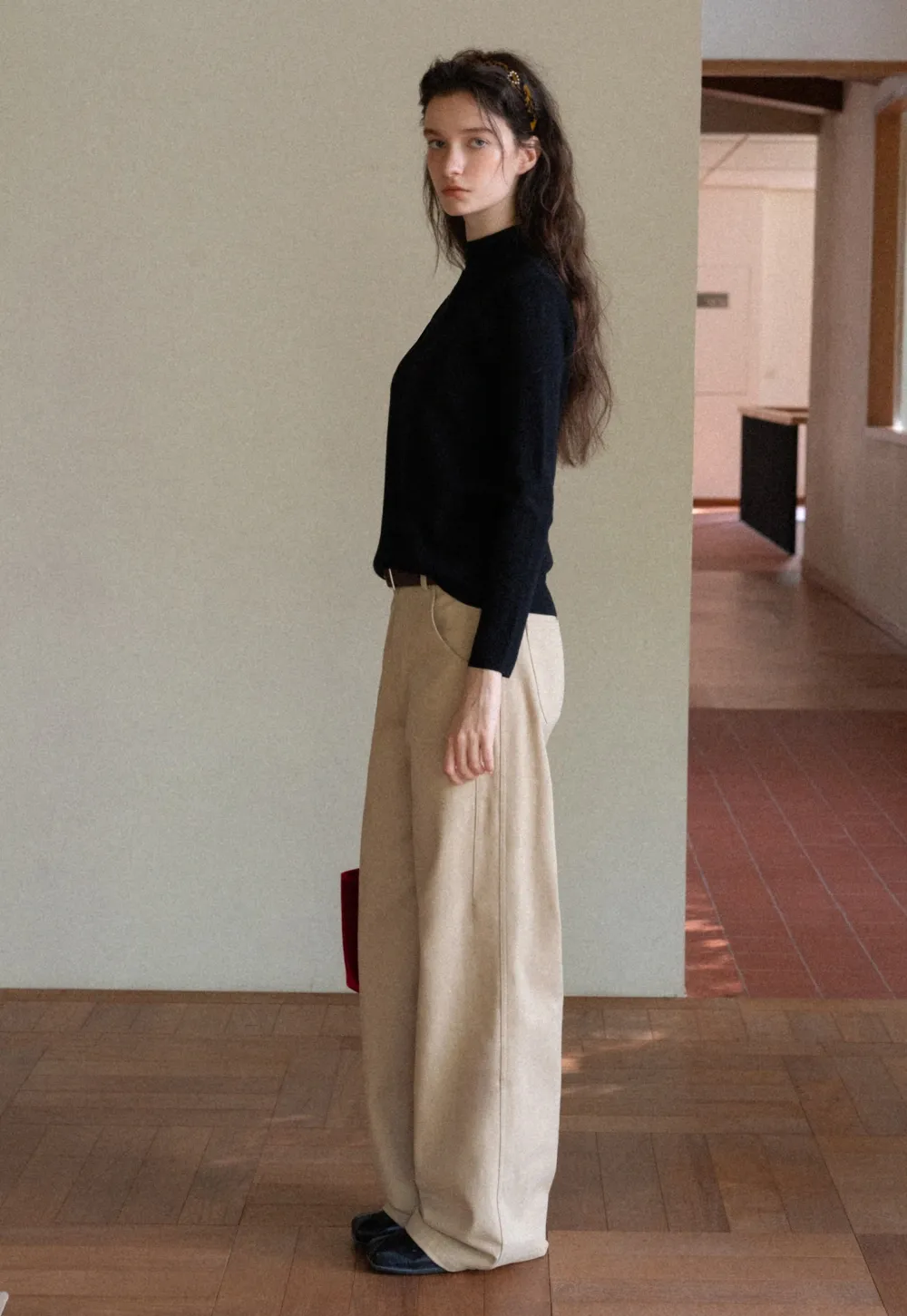 Women's Elegant Fleece-Lined Brushed Straight-Leg Casual Trousers