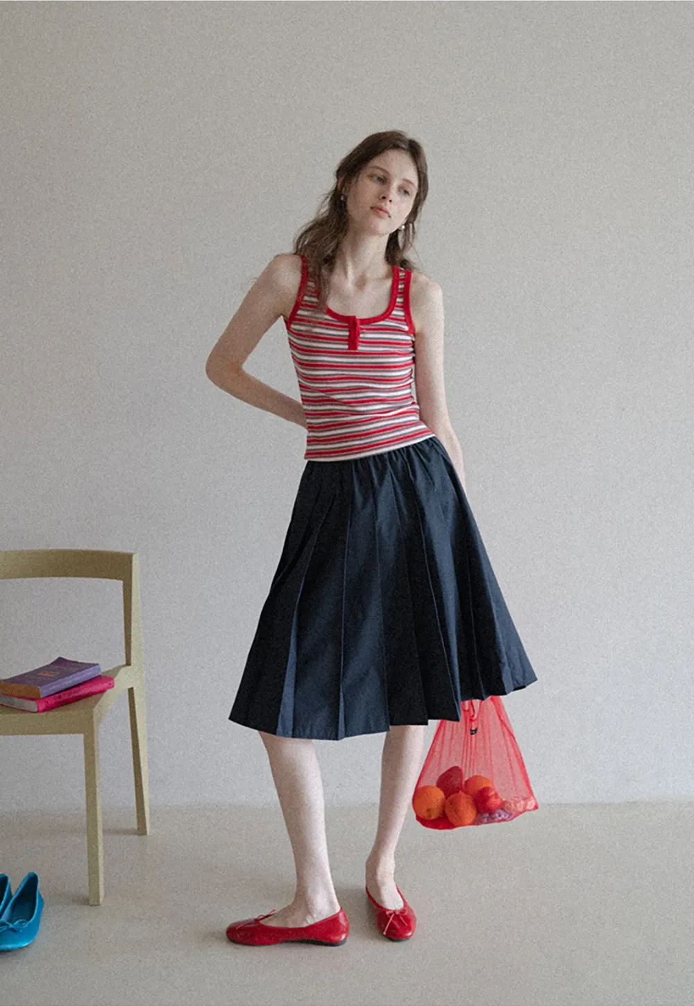 Women’s Striped Ribbed Henley Tank