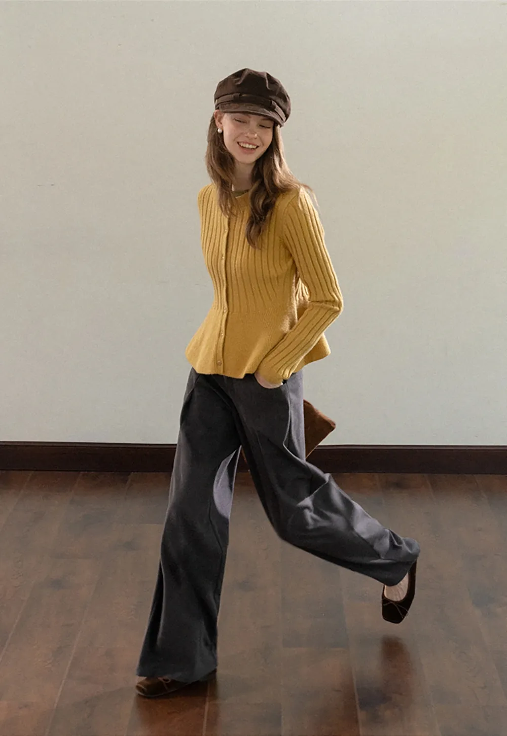 Women Ribbed Cardigan with Button Front