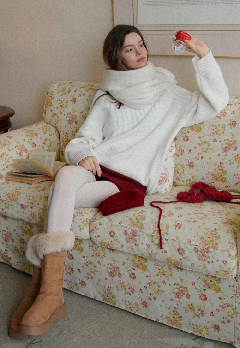 Ribbed V-Neck Knit Sweater